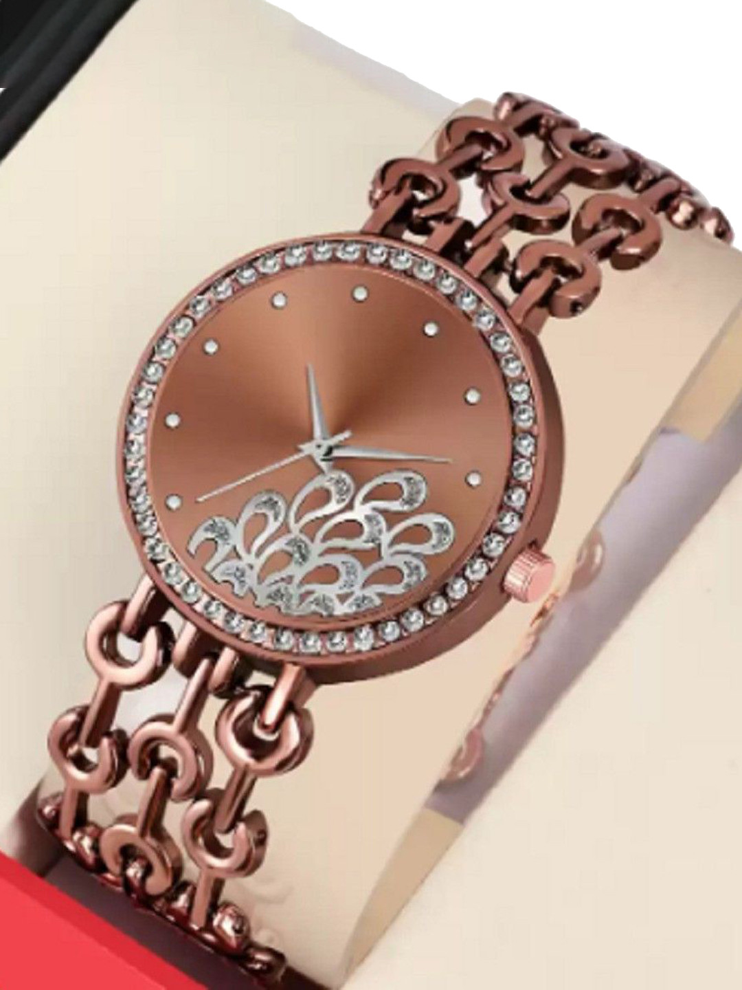 Miss Perfect Women Embellished Dial & Bracelet Style Straps Analogue Watch jk2337