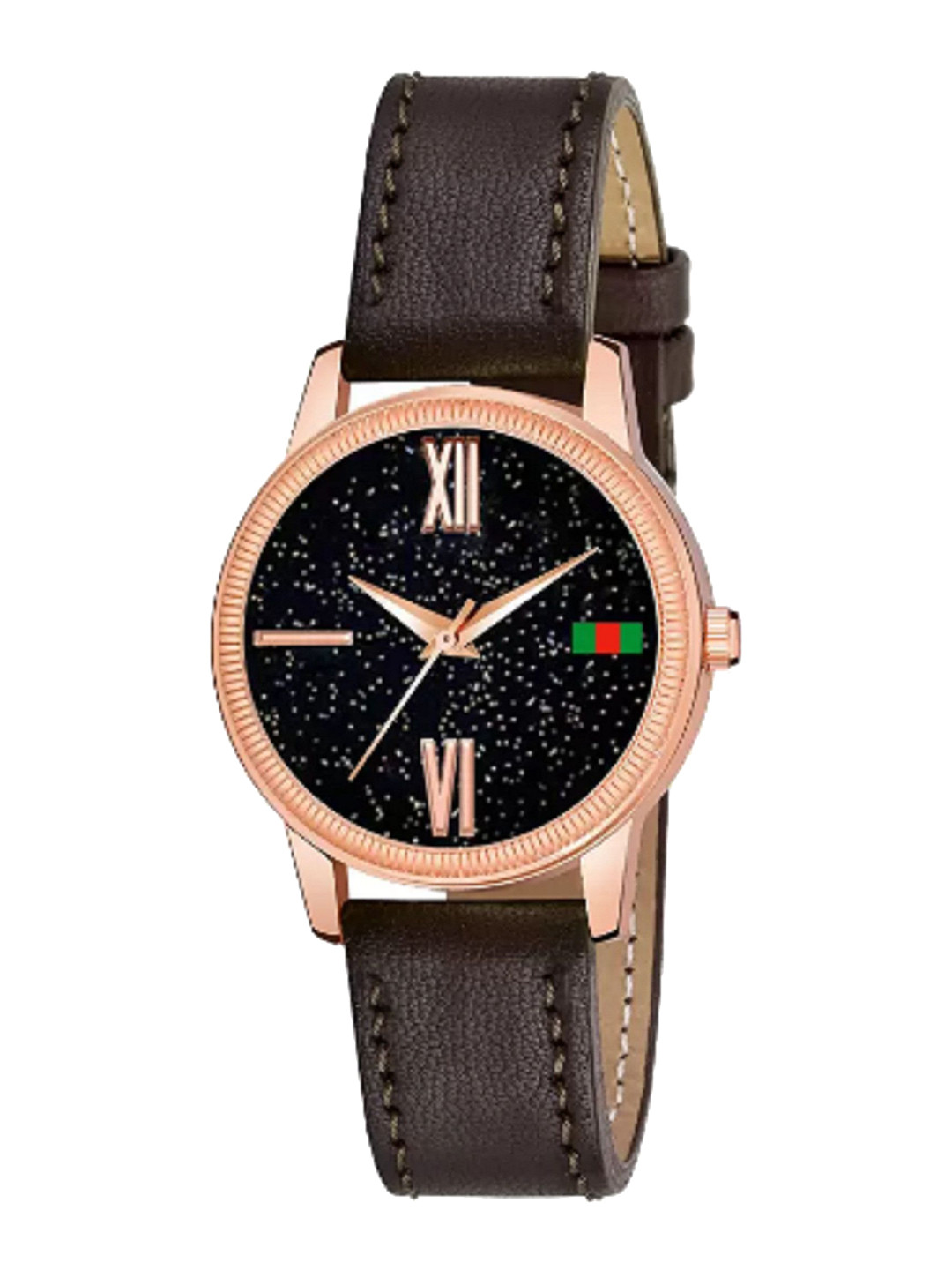 Miss Perfect Women Embellished Dial & Leather Textured Straps Analogue Watch PL444