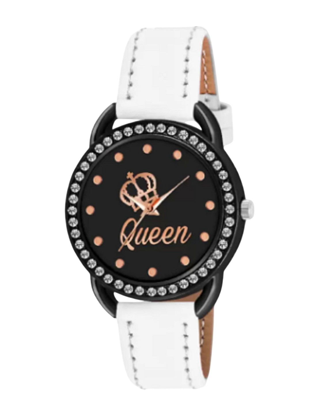 Miss Perfect Women Embellished Dial & Leather Bracelet Style Straps Analogue Watch LJ1