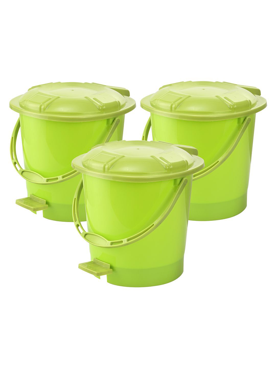 Kuber Industries Pack Of 3 Green Pedal Dustbin7L Each