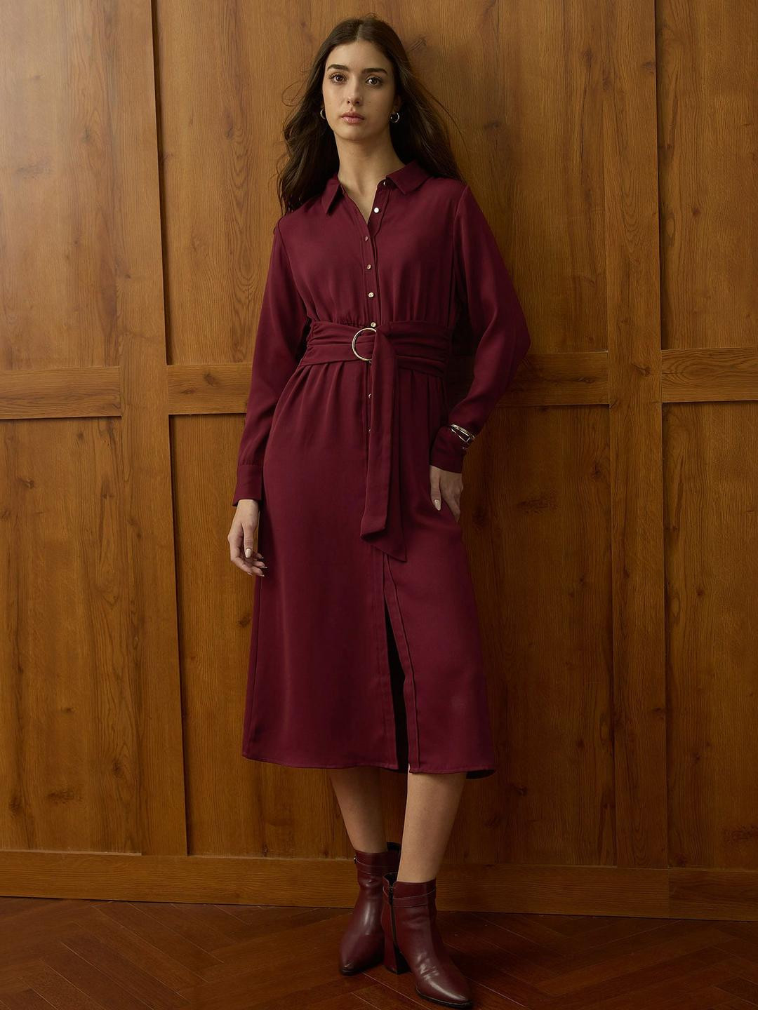 U.S. Polo Assn. Women Shirt Collar Shirt Midi Dress