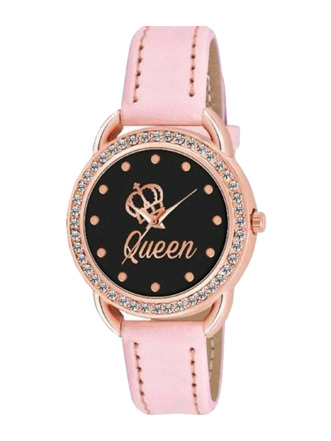 Miss Perfect Women Embellished Dial & Leather Textured Straps Analogue Watch Cvv208