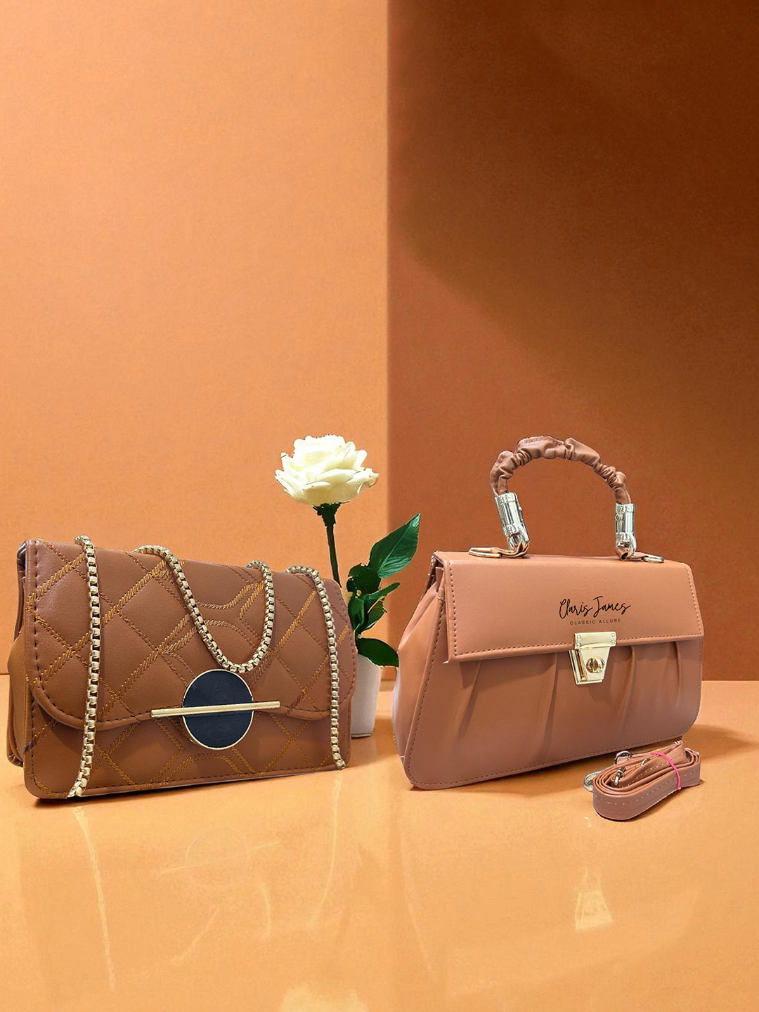 CLARIS JAMES Pack Of 2 Cross Body Sling Bag With Quilted Details