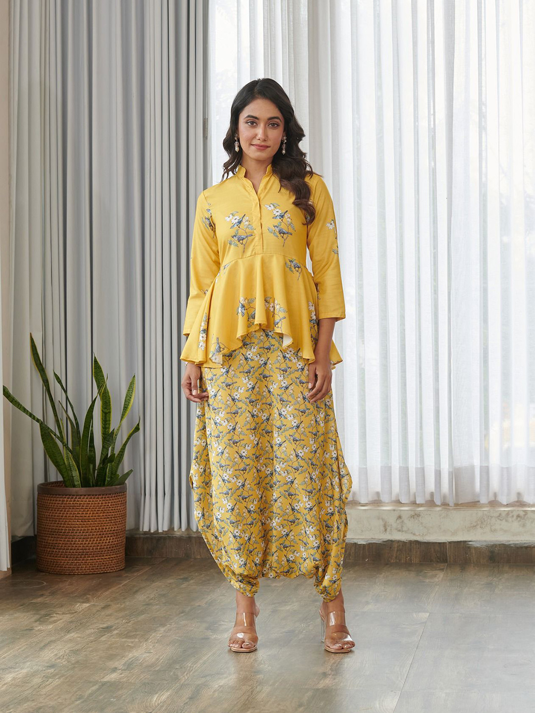 Pasha Kesar Women Printed Peplum Dhoti Basic Jumpsuit