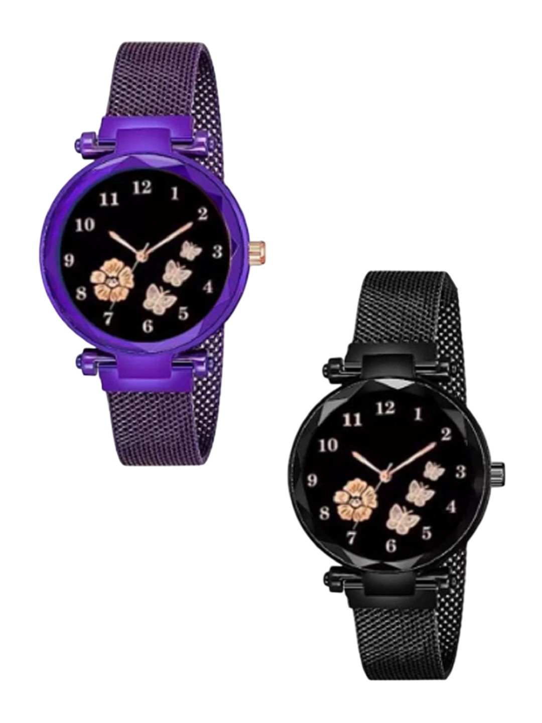 Miss Perfect Women Pack Of 2 Embellished Dial & Bracelet Style Straps Analogue Watch HJ447