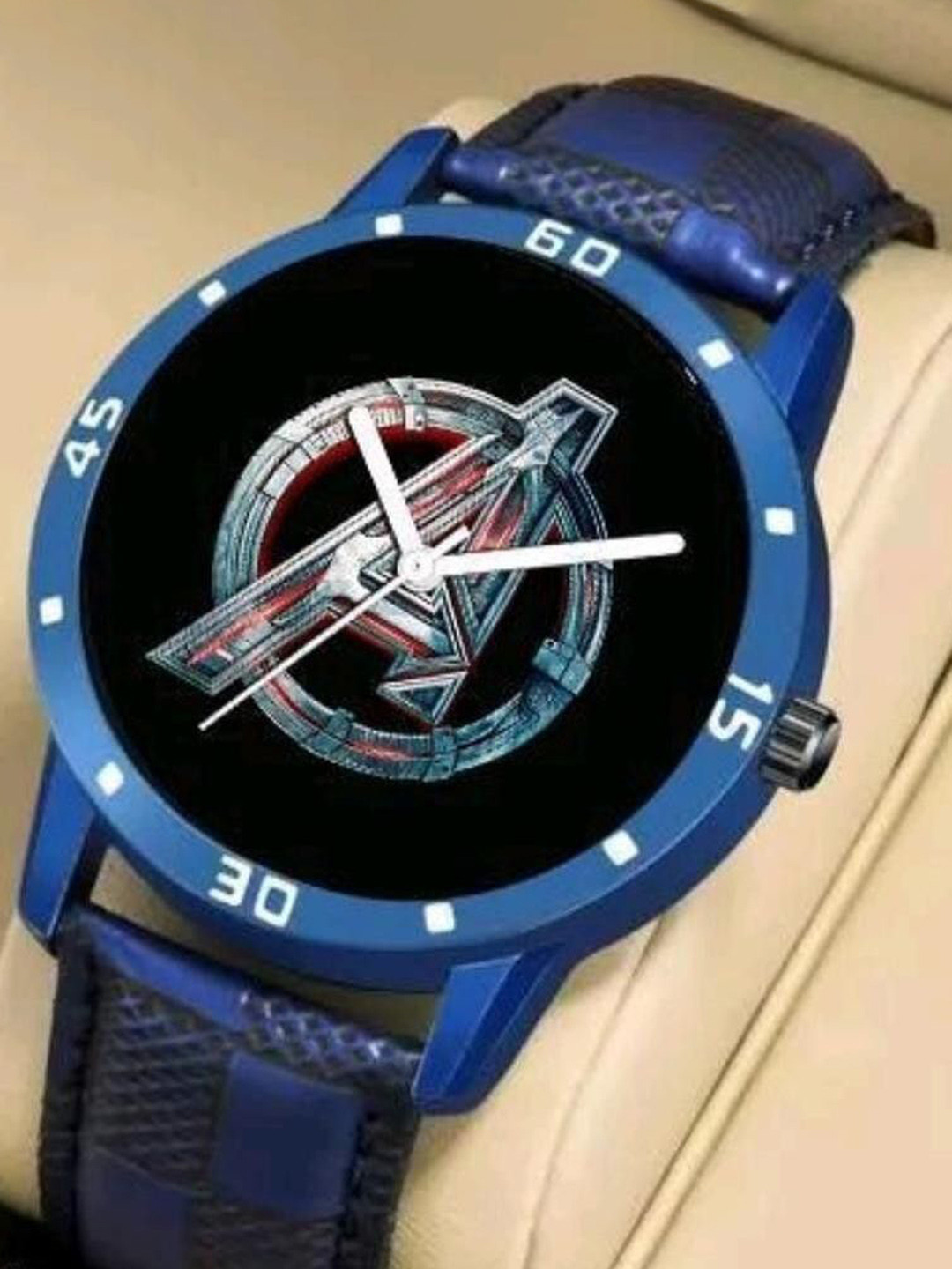 Miss Perfect Men Avengers Printed Dial & Leather Textured Straps Analogue Watch NPSF142