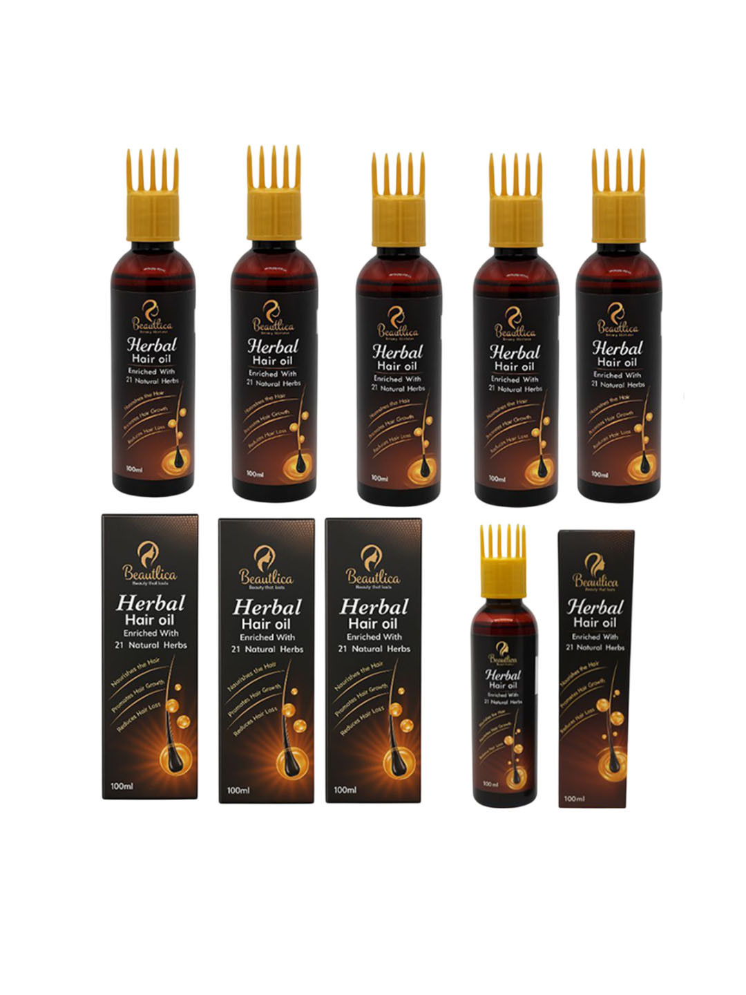 Beautica Set Of 9 Onion Hair Oil - 100 ml Each