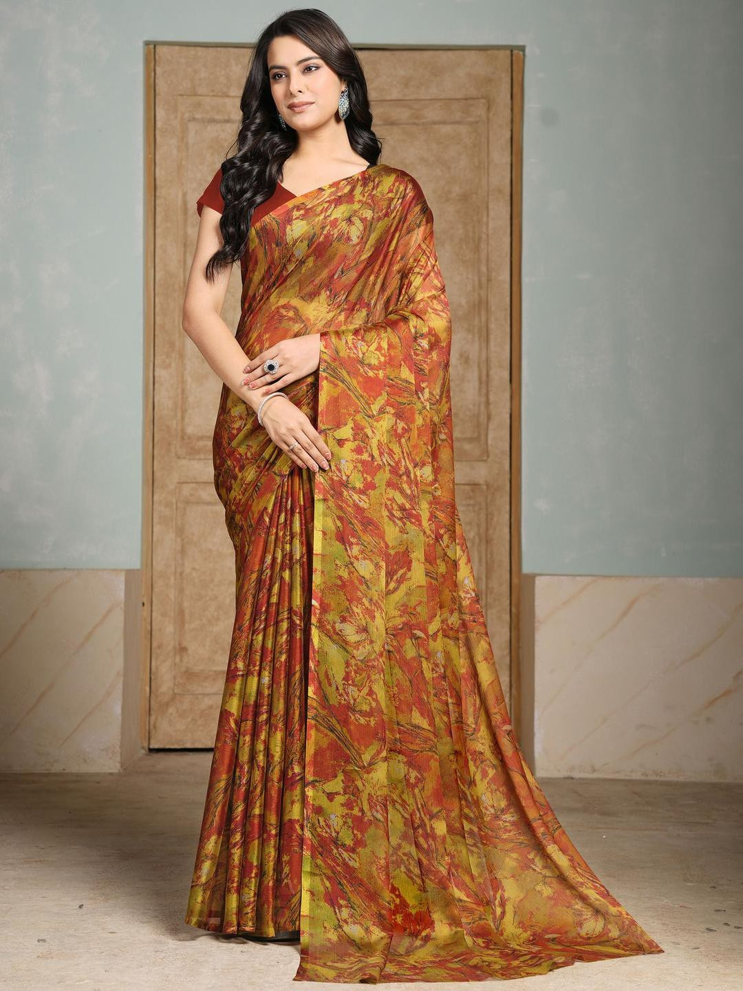 Garden Vareli Pure Chiffon Abstract Printed Saree