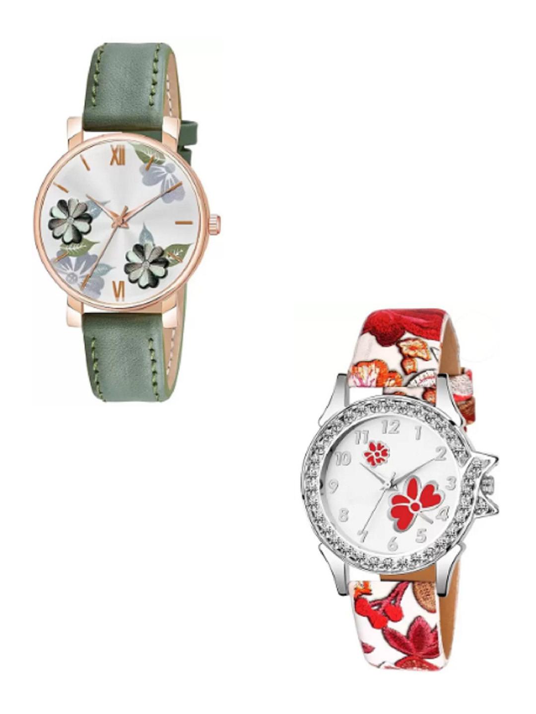 Miss Perfect Women Set Of 2 Printed Dial & Leather Straps Analogue Watch LJ247