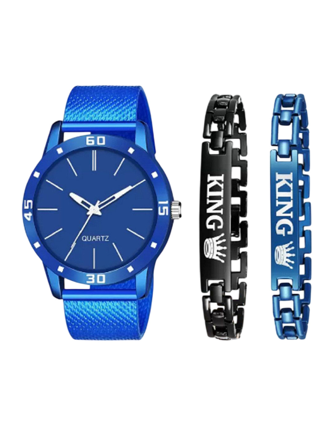 Miss Perfect Men Printed Bracelet & Analogue Watch Gift Set jk_673