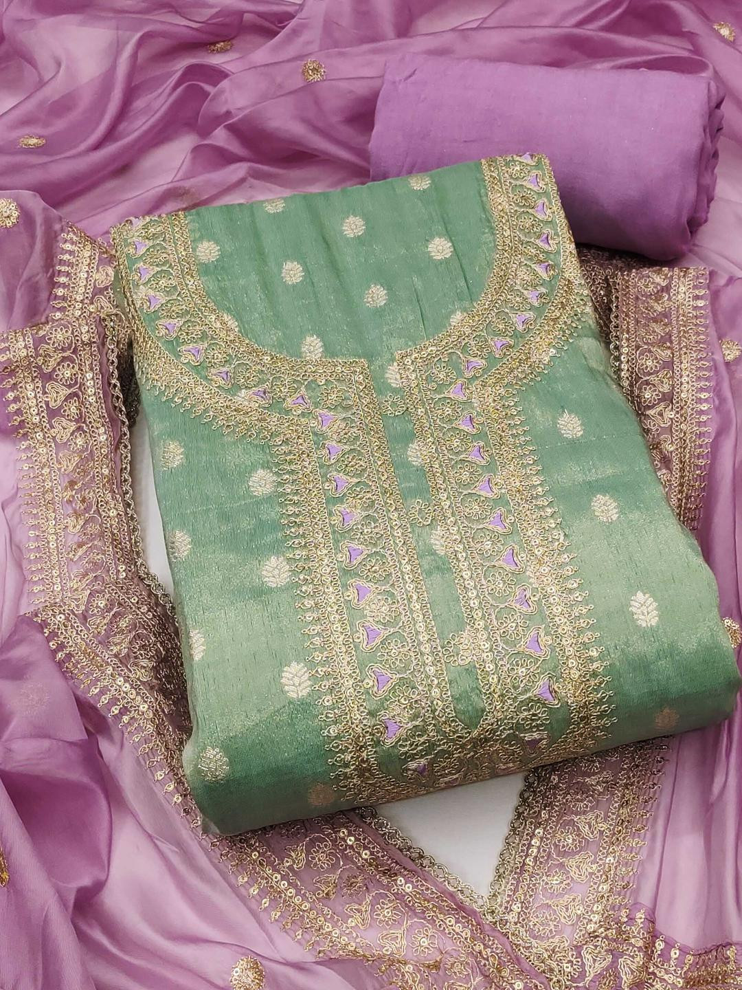 KALINI Simmer Silk Woven Dress Material with Trendy Dupatta