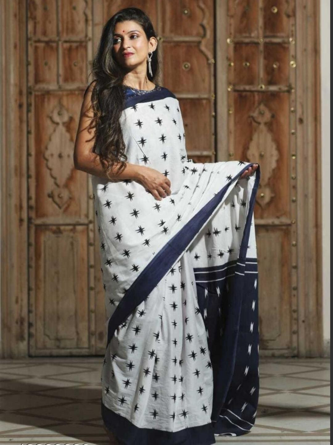 Pinkcity Trade  Women World Woven Design Pure Cotton Ikat Saree