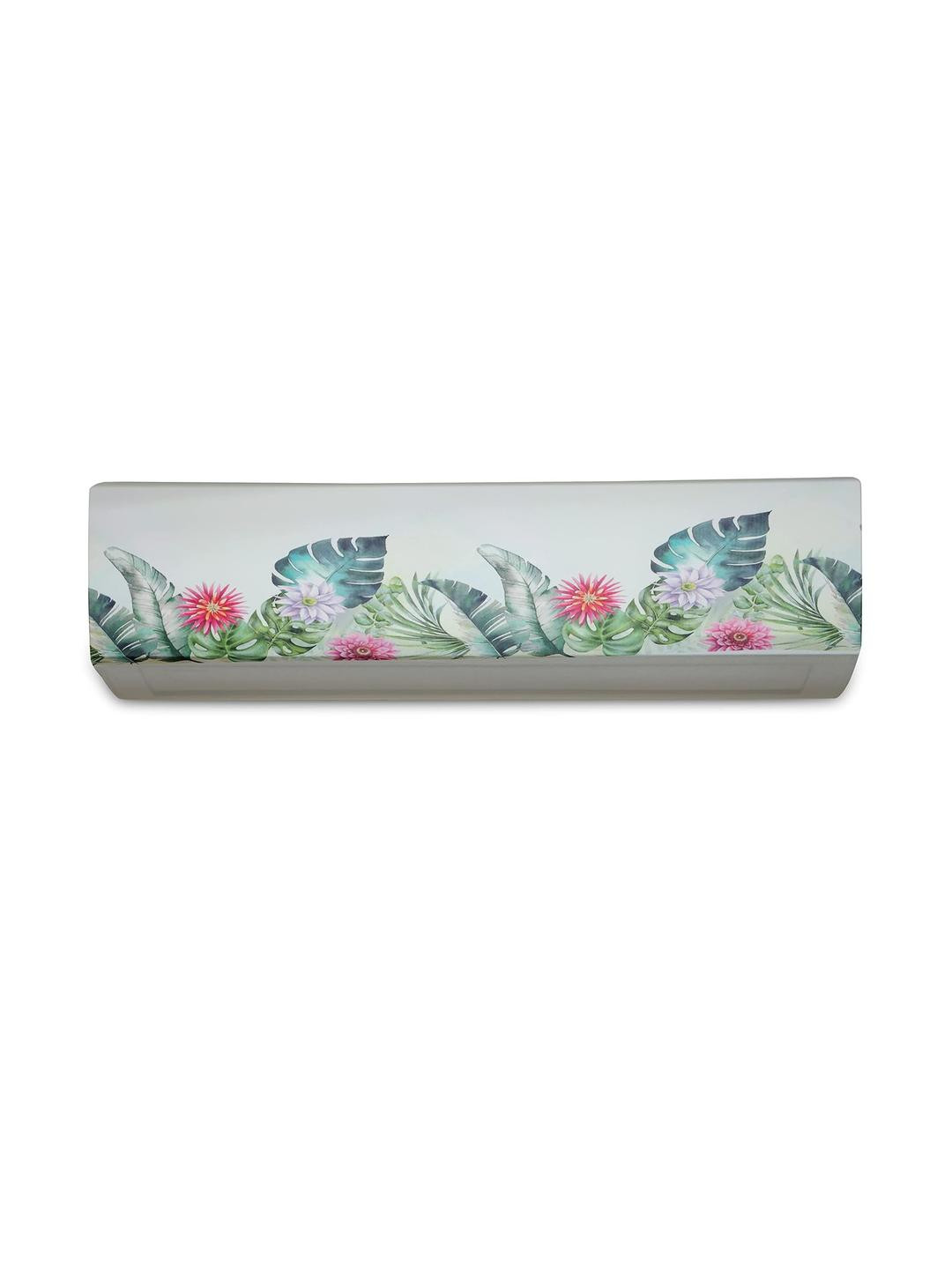 4square White Floral Air Conditioner Cover