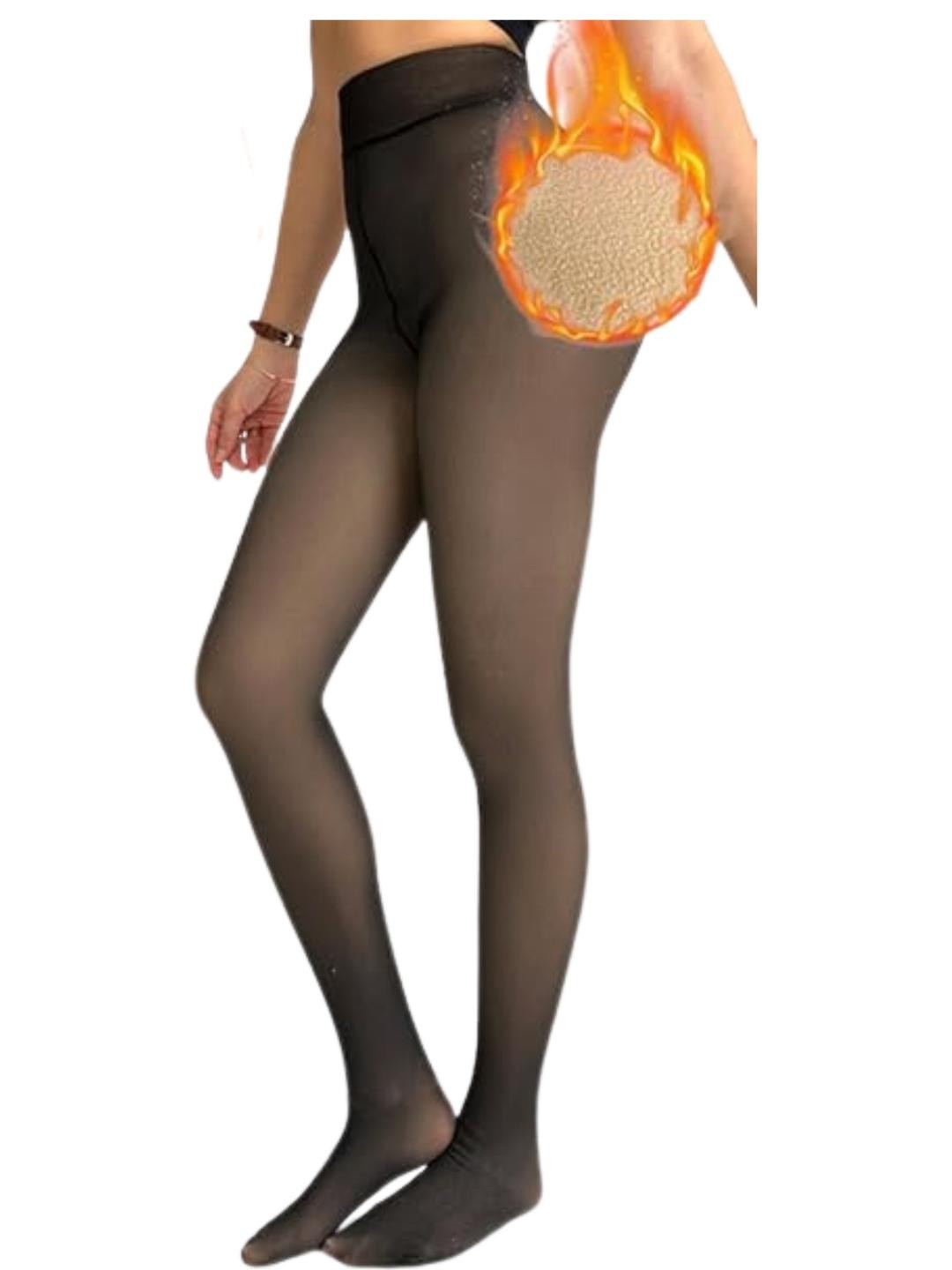 Kilvis Women High Waist Stretchable Fleece Thermal Winter Dual Tone Stocking
