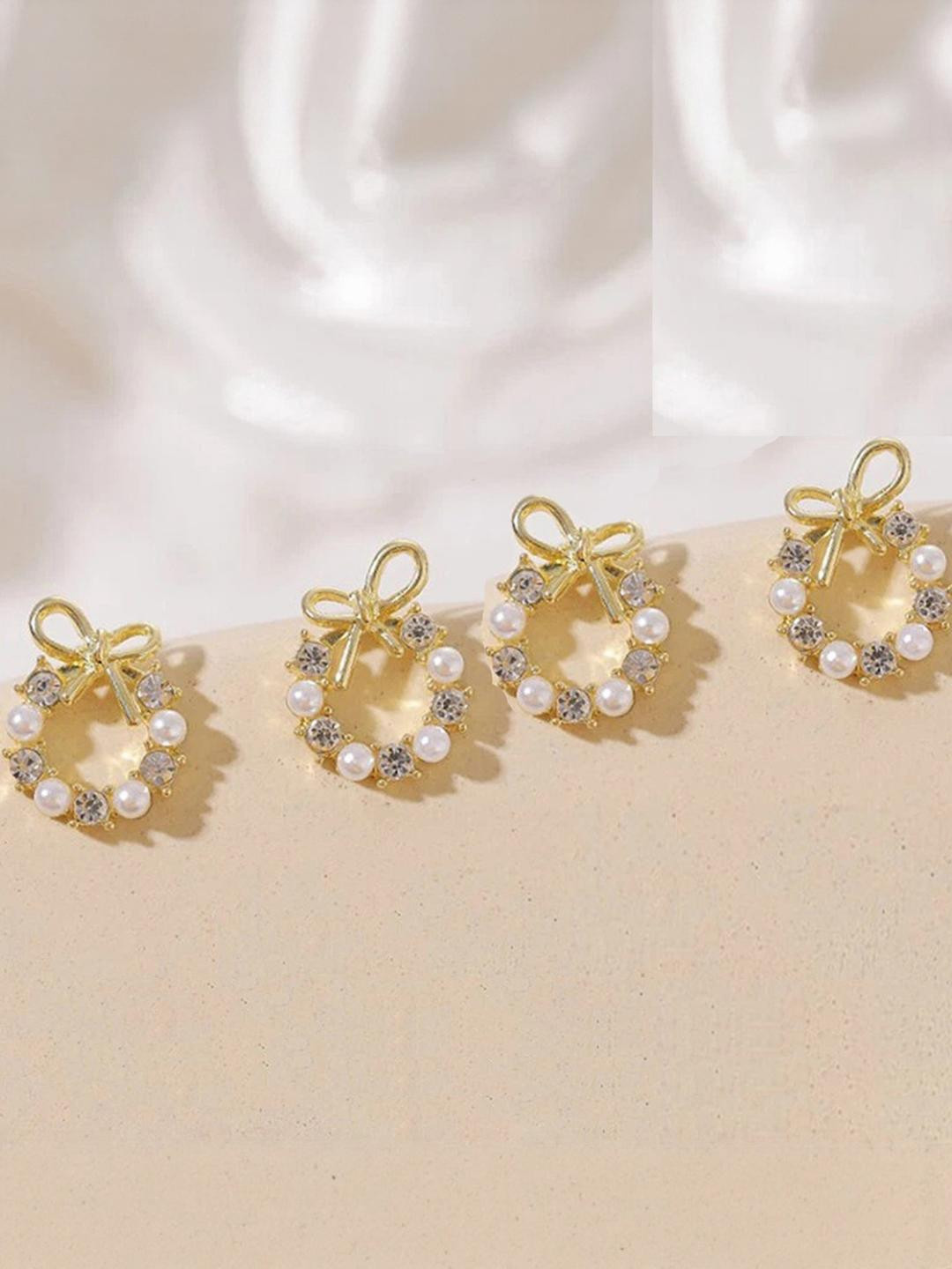 Honbon Gold Plated Bowknot Stud Earrings