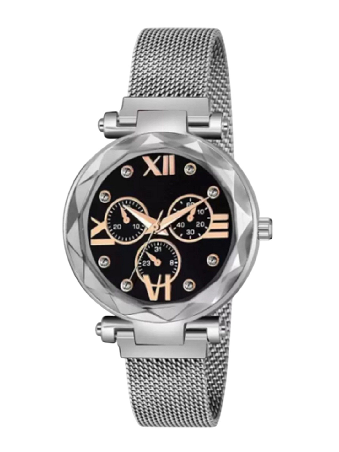 Miss Perfect Women Round Embellished Dial & Straps Analogue Watch jk785