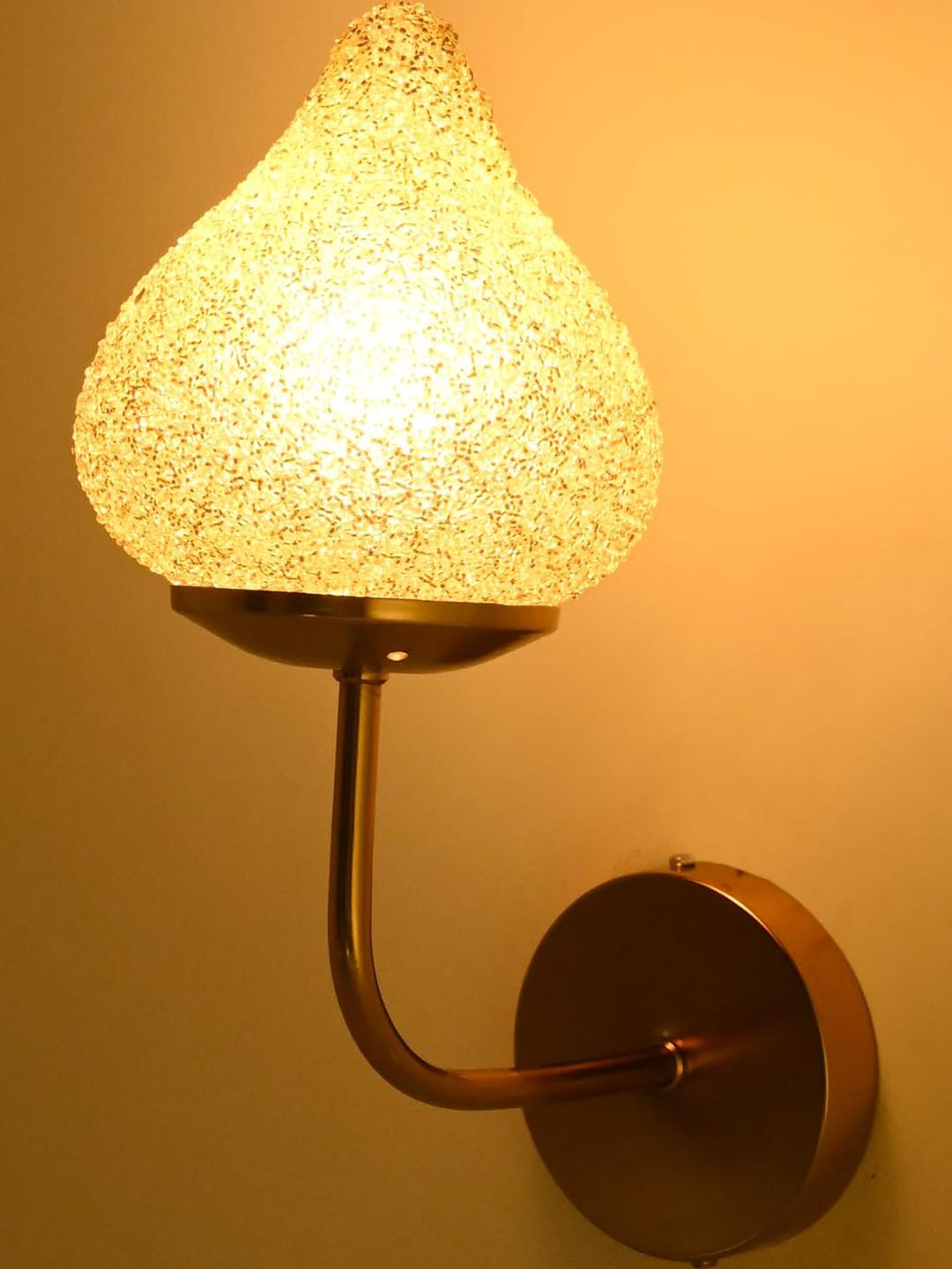 SOMIL Gold-Toned Printed Glass Triangle Shaped Wall Lamp