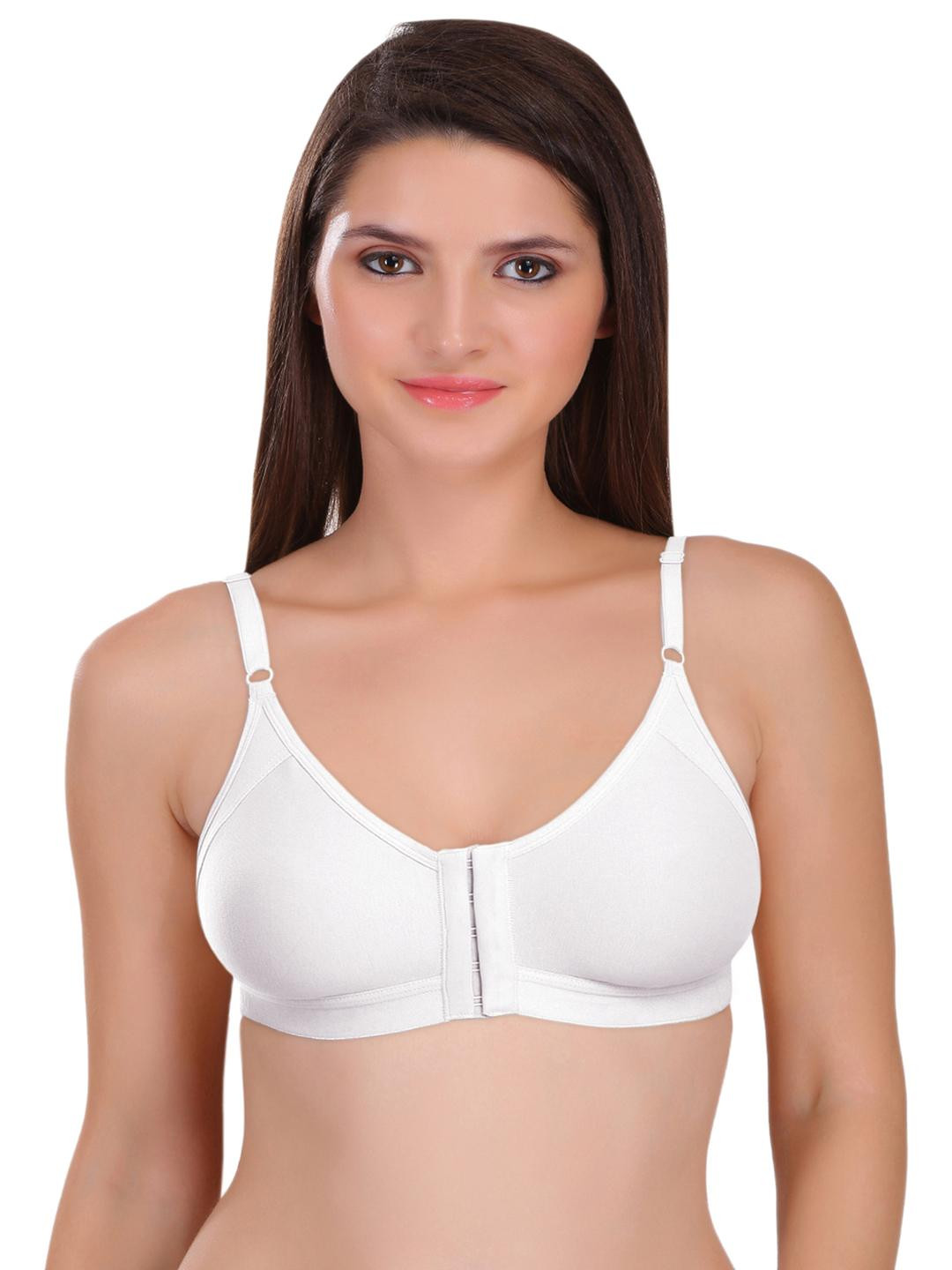 FEATHER LINE White Polyester Non Padded Full Coverage Bra