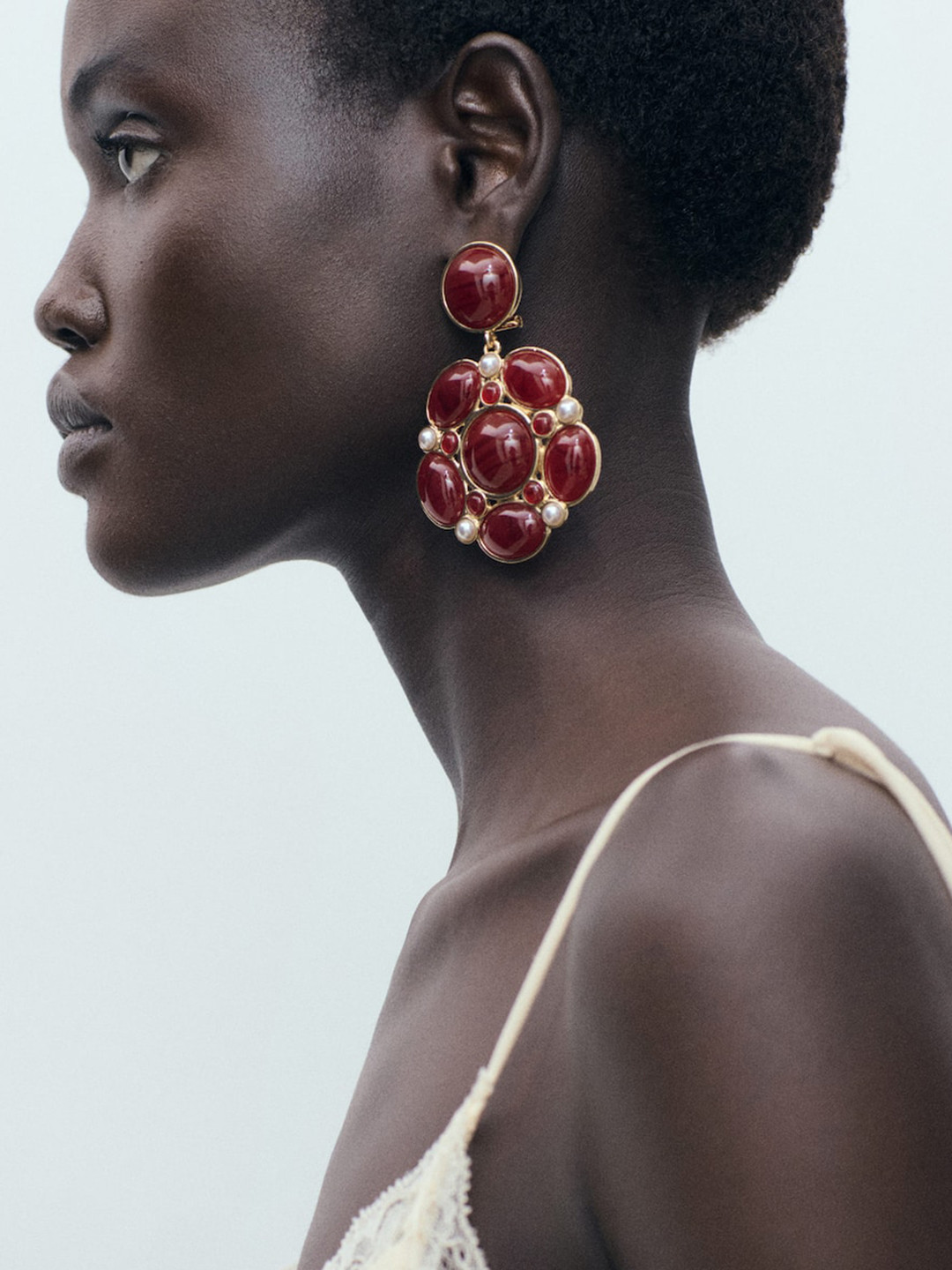 MANGO Floral Hanging Earrings
