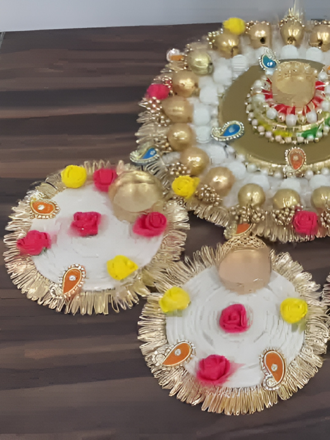 Sellplus Set Of 5 Beige Jute Rassi Rangoli Candle Holder