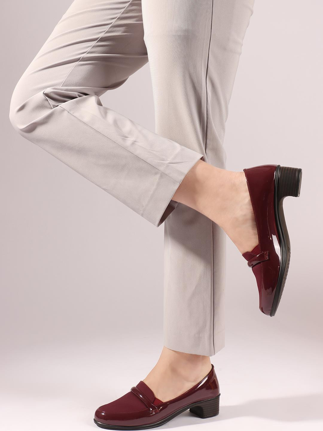 DOLLPHIN Partywear Maroon Heels Bellies For womens