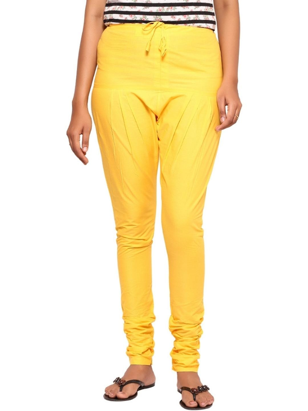 Happy Bunny Women Straight Fit Yellow Cotton Salwar