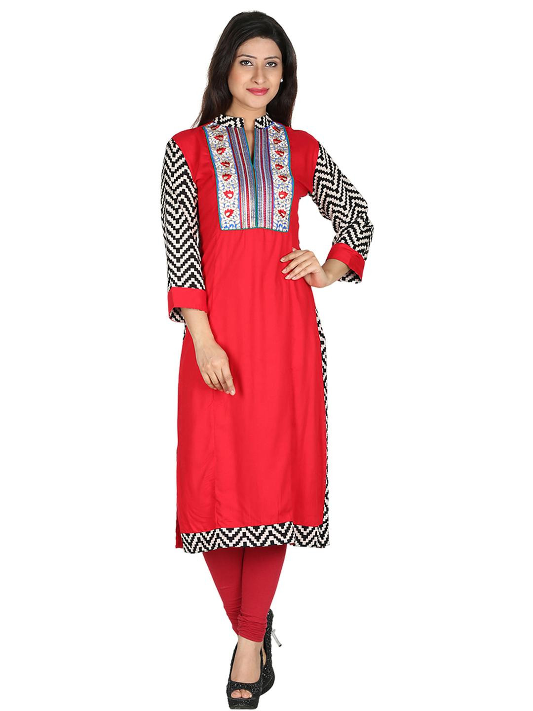 Inara Robes Women Red Straight Kurta