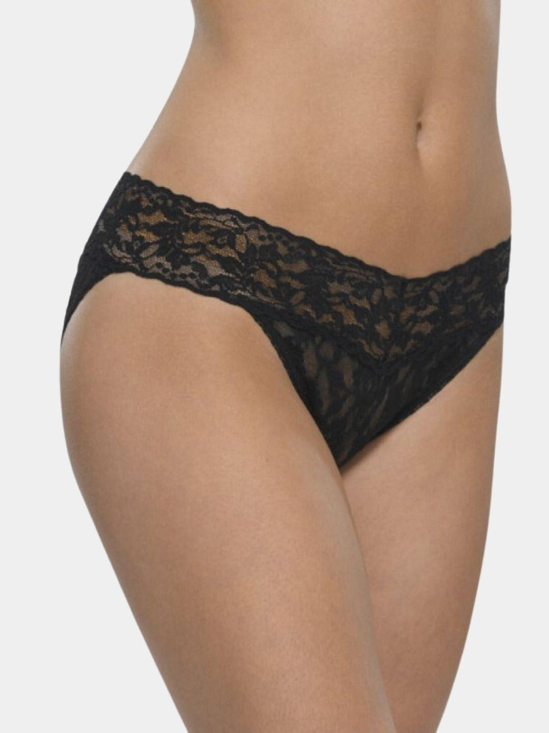 SweetFlirt Enterprises Women Pack Of 2 Black & Pink Lace Microfiber Hipster Panties