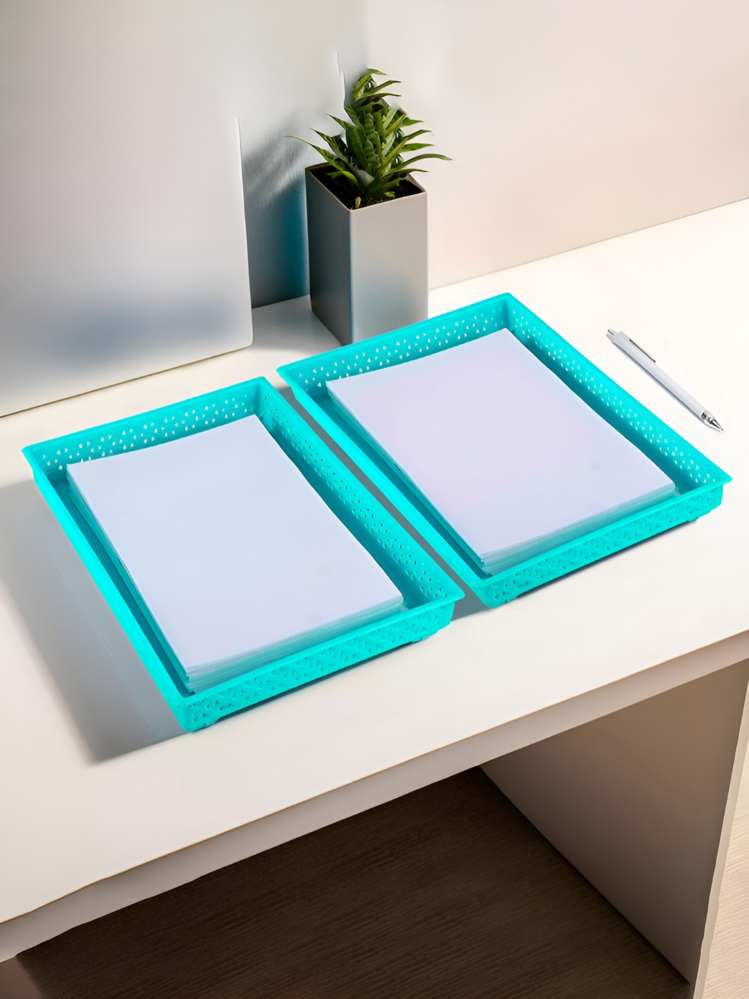 Aura Blue 2 Pieces A4 Paper Holder Organisers