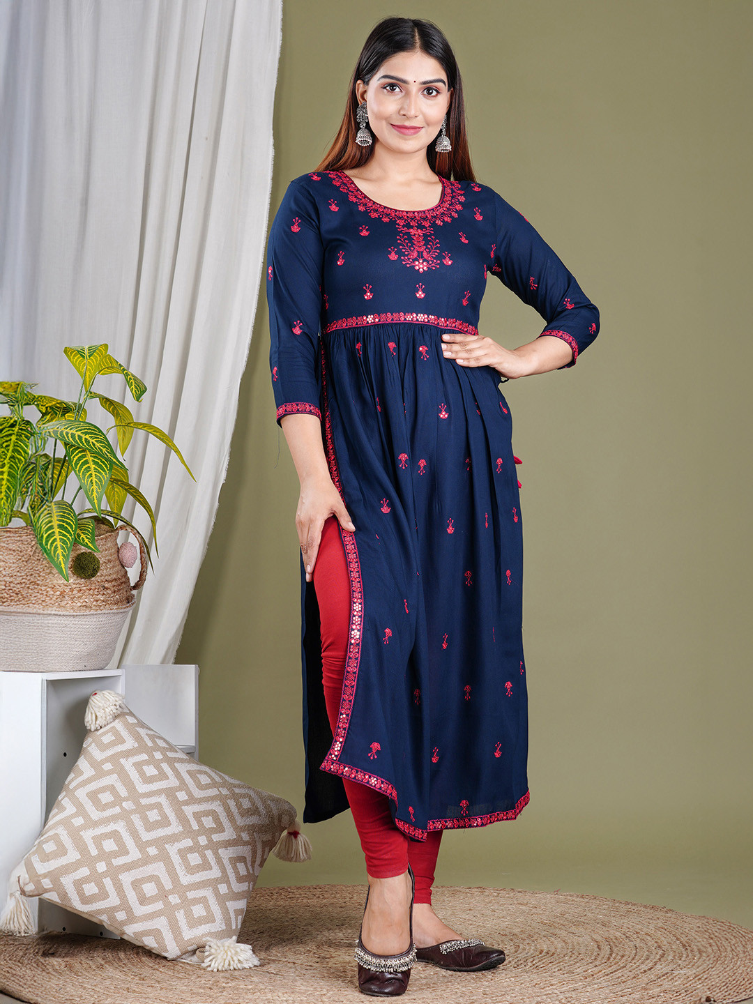 P PRIYA FASHION Women Ethnic Motifs Embroidered Festive A-Line Kurta