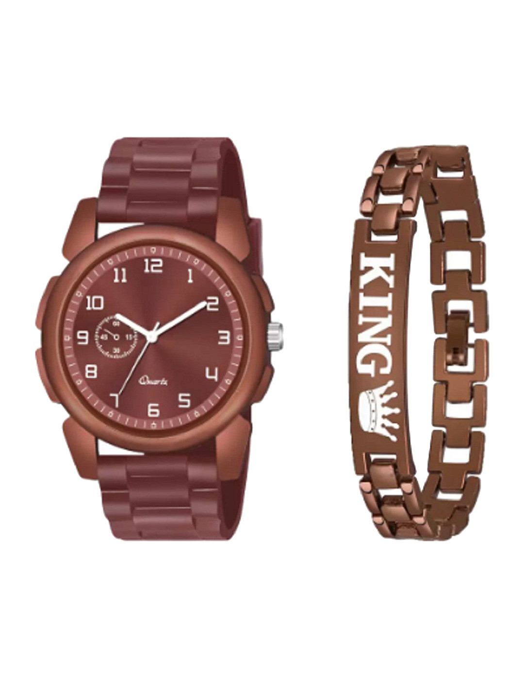 Miss Perfect Men Round Dial & Bracelet Style Straps Analogue Watch & A Bracelet AC112