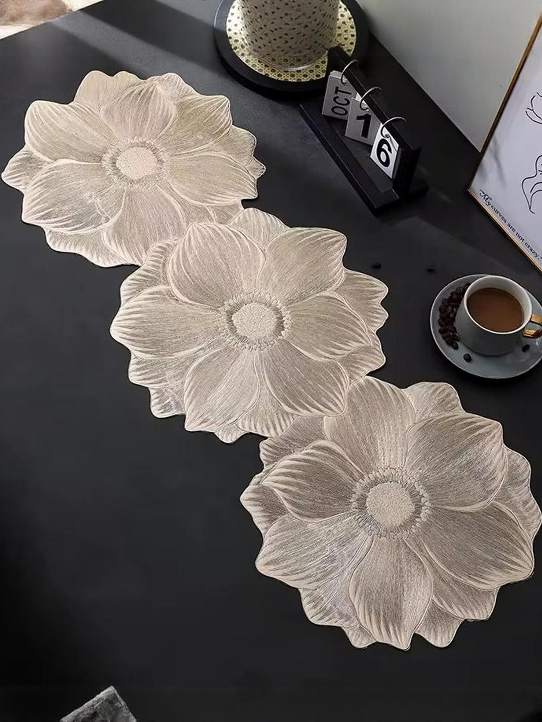 TANLOOMS Rexine Cutwork Waterproof Faux Leather Table Runner
