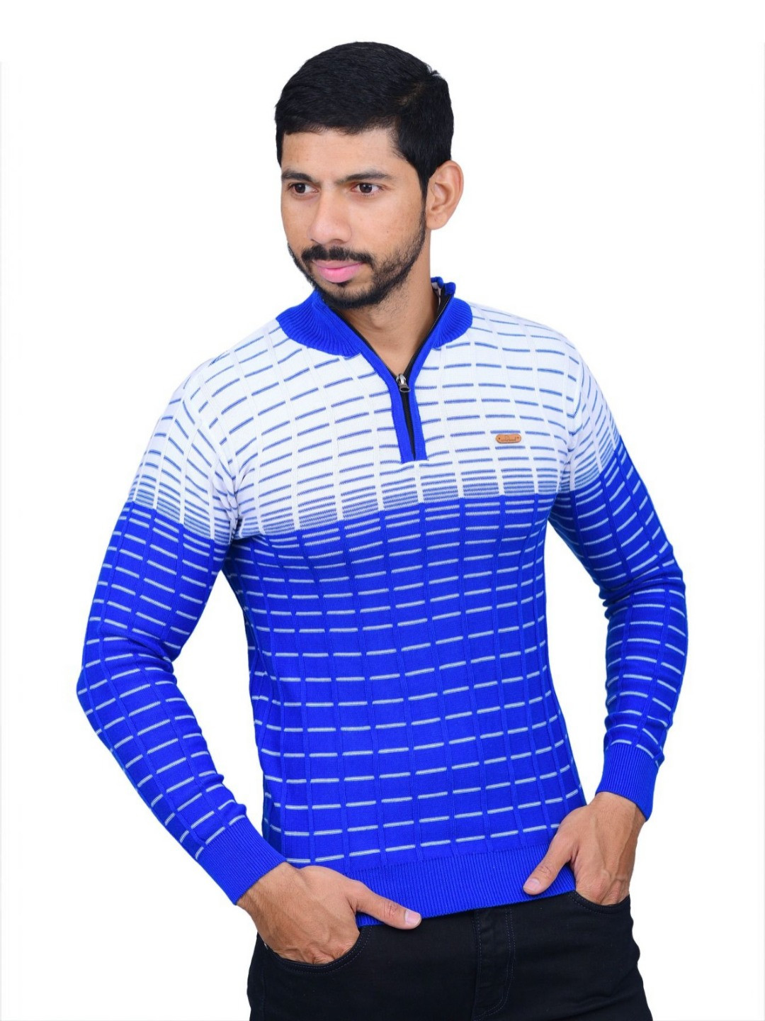 COTTON AVENUE Men Striped Henley Neck Cotton T-shirt