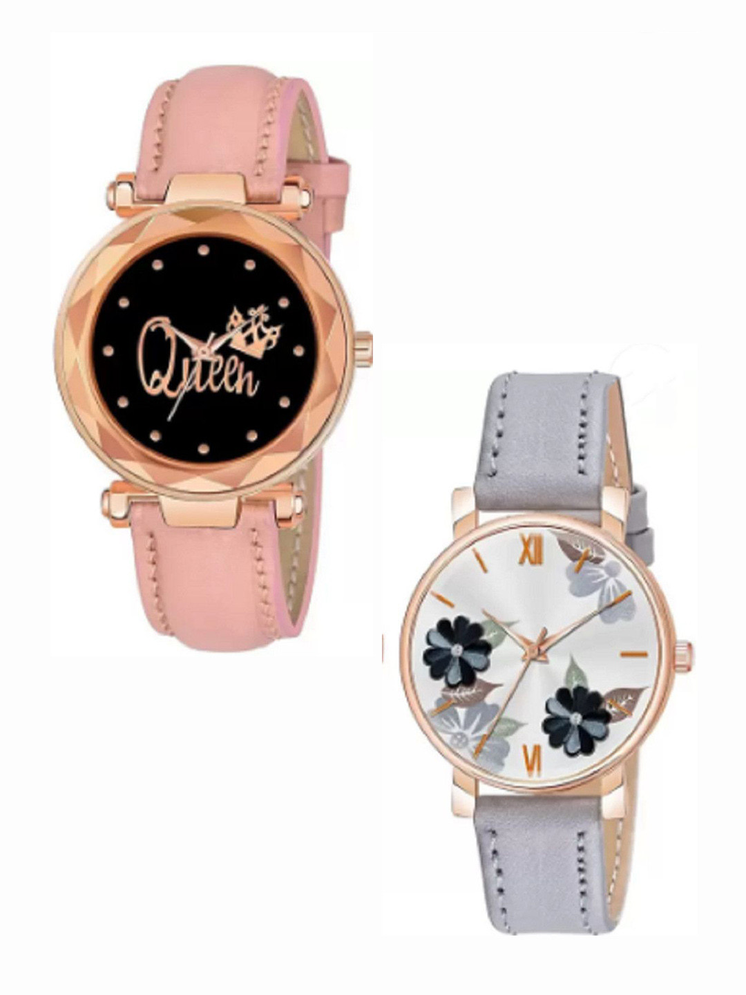 Miss Perfect Women Set Of 2 Printed Dial & Leather Straps Analogue Watch LJ235