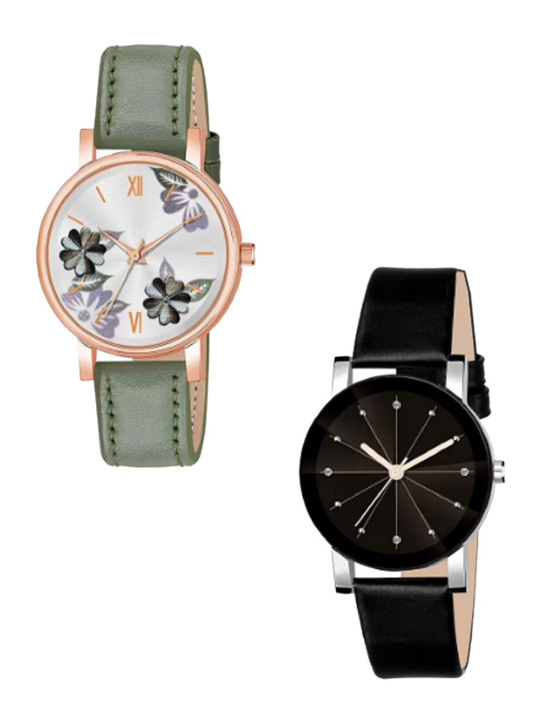 Miss Perfect Women Pack of 2 Printed Dial & Leather Straps Analogue Watch AC89