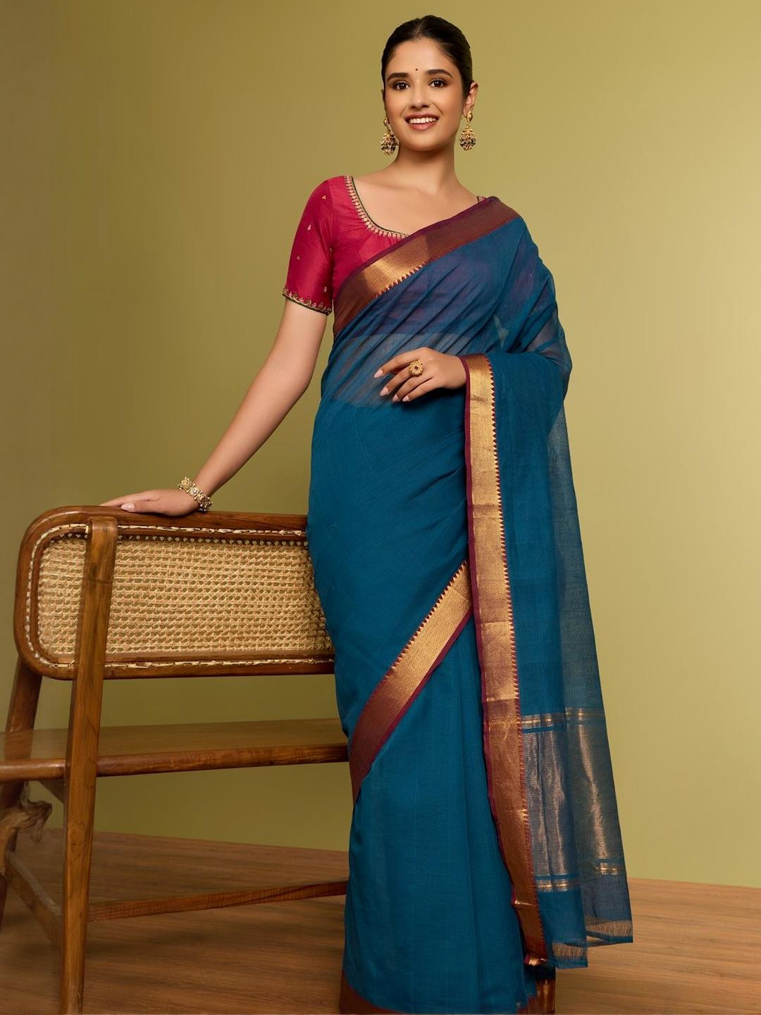 Taneira Zari Pure Cotton Mangalagiri Saree