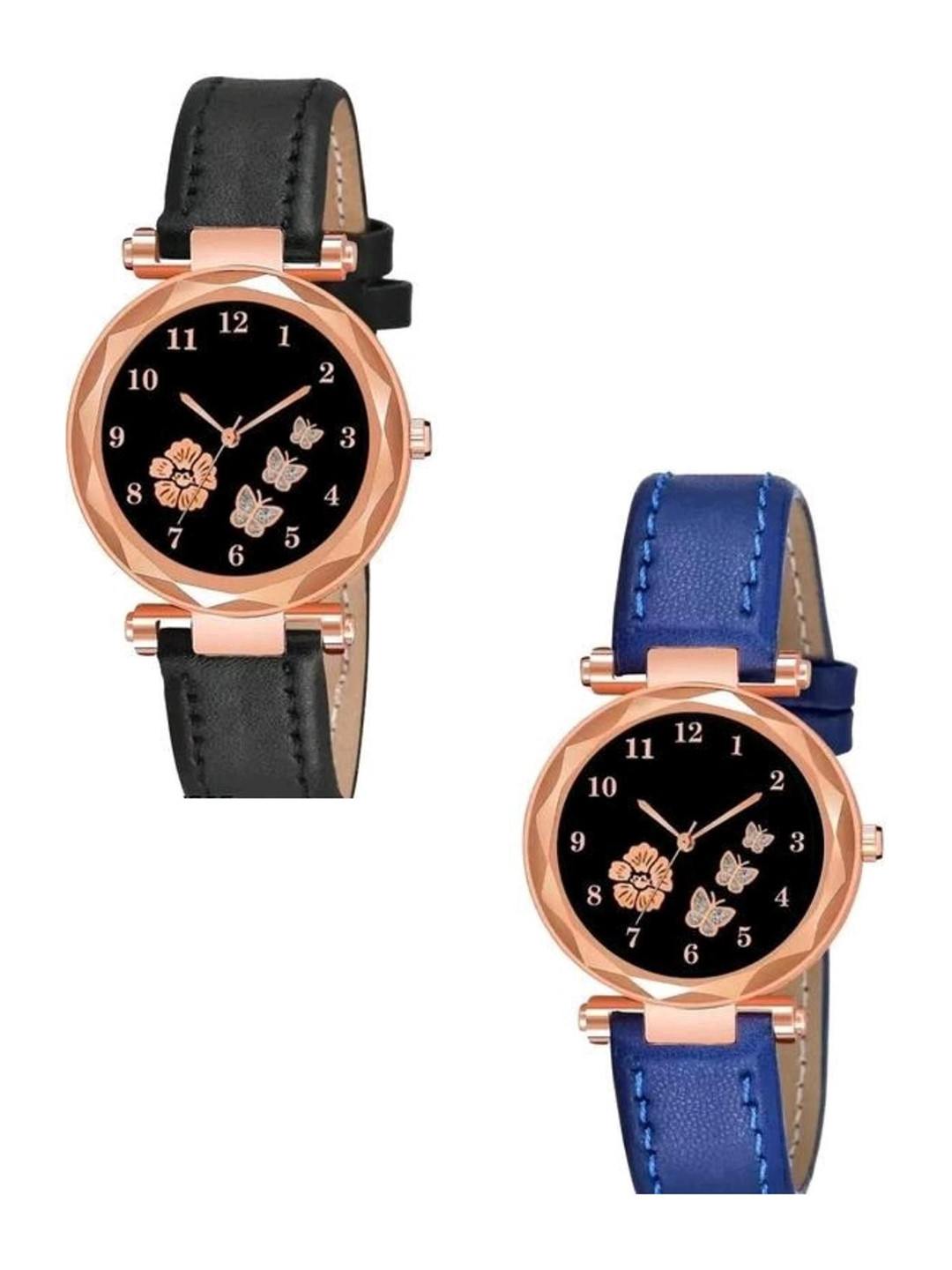 Miss Perfect Women Pack of 2 Printed Dial & Leather Straps Analogue Watch Cvv134