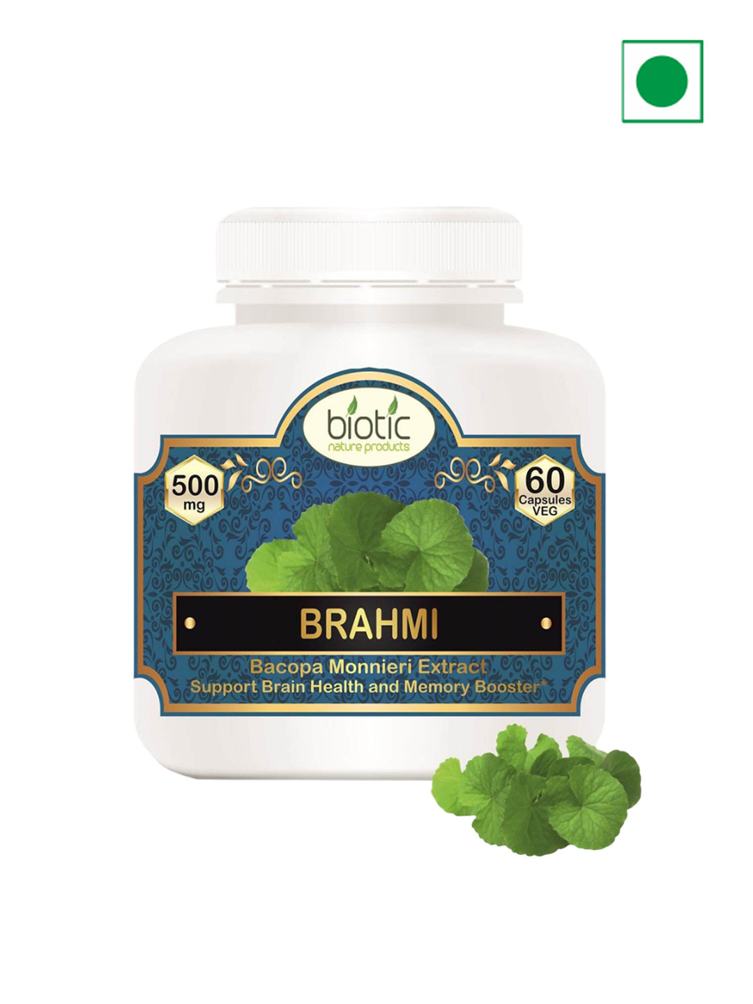 Biotic Brahmi Bacopa Monnieri Extract 500mg Capsules - 60 Capsules