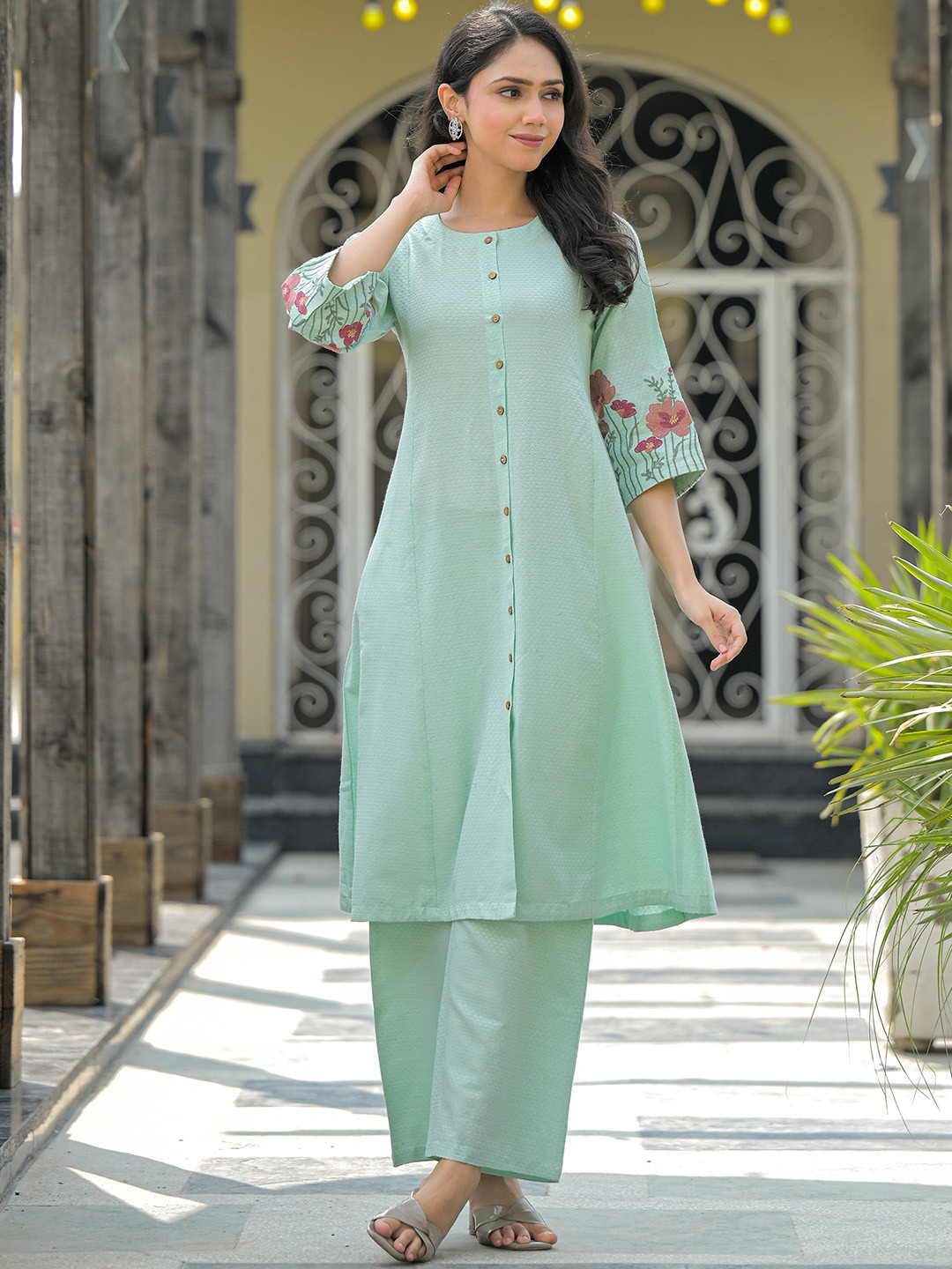 The Hope Embroidered Pure Cotton Tunic & Trousers Co-ords