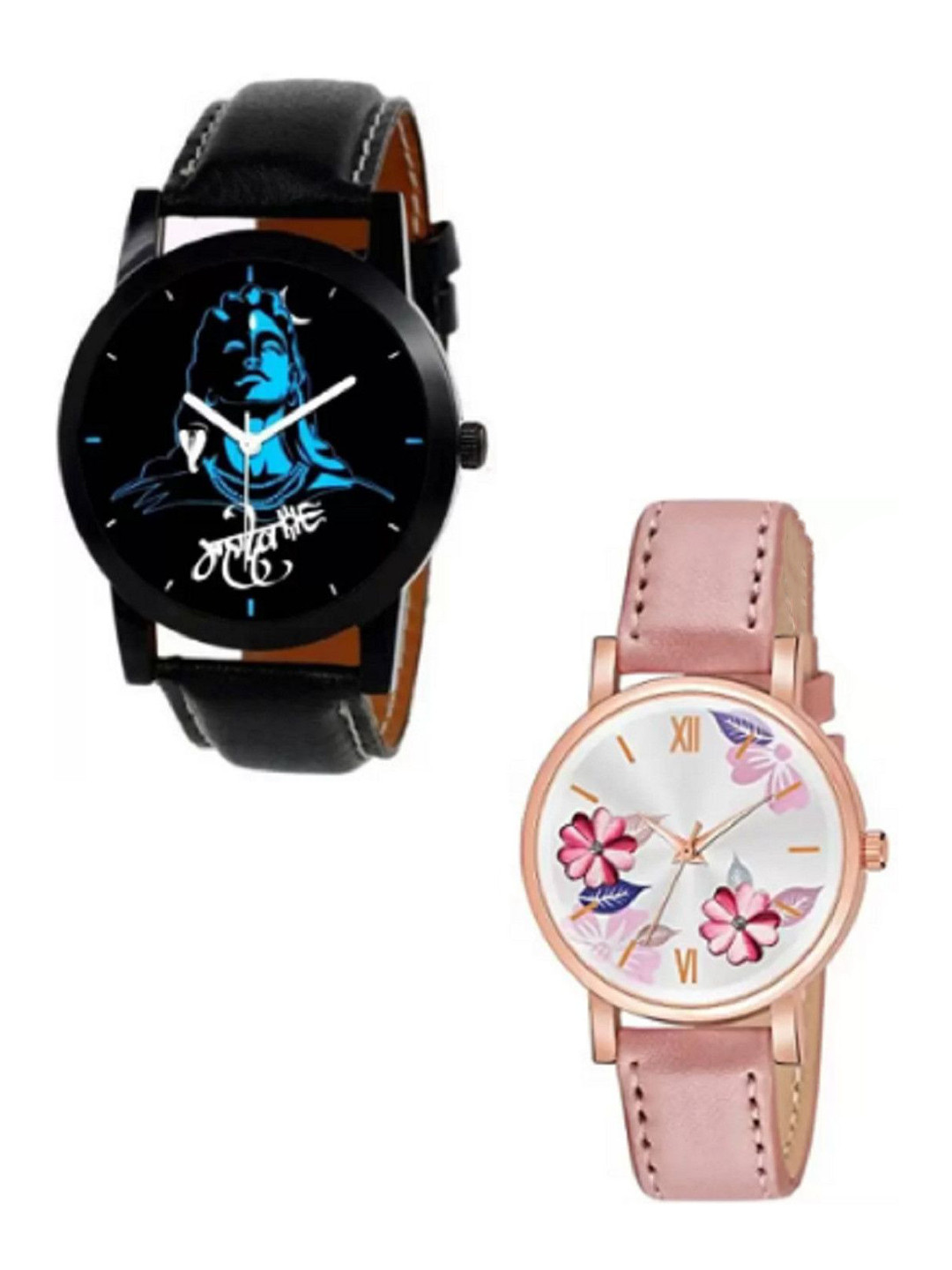 Miss Perfect Women Pack Of 2 Printed Dial & Leather Straps Analogue Watches LJ490