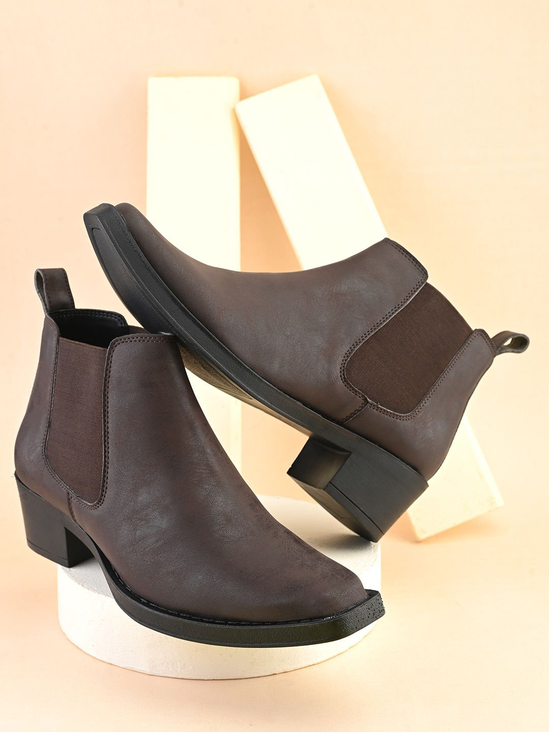 Provogue Men High Block-Heeled Chelsea Boots