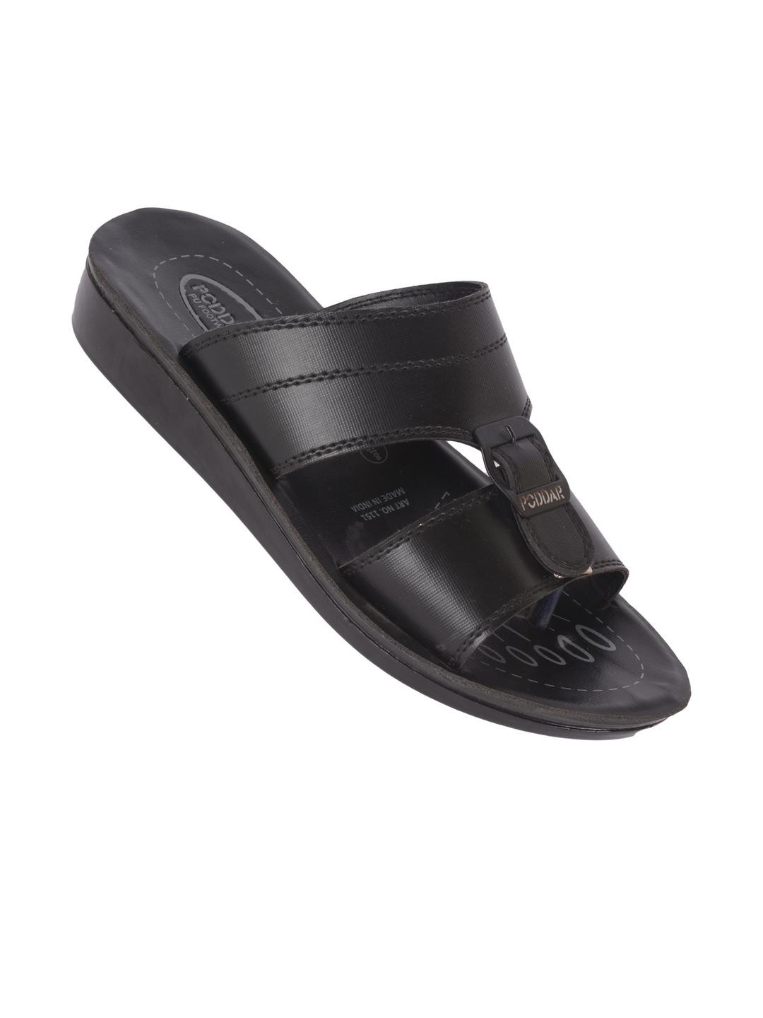 Poddar Men Black Ethnic Open Toe Slip-On Comfort Slippers