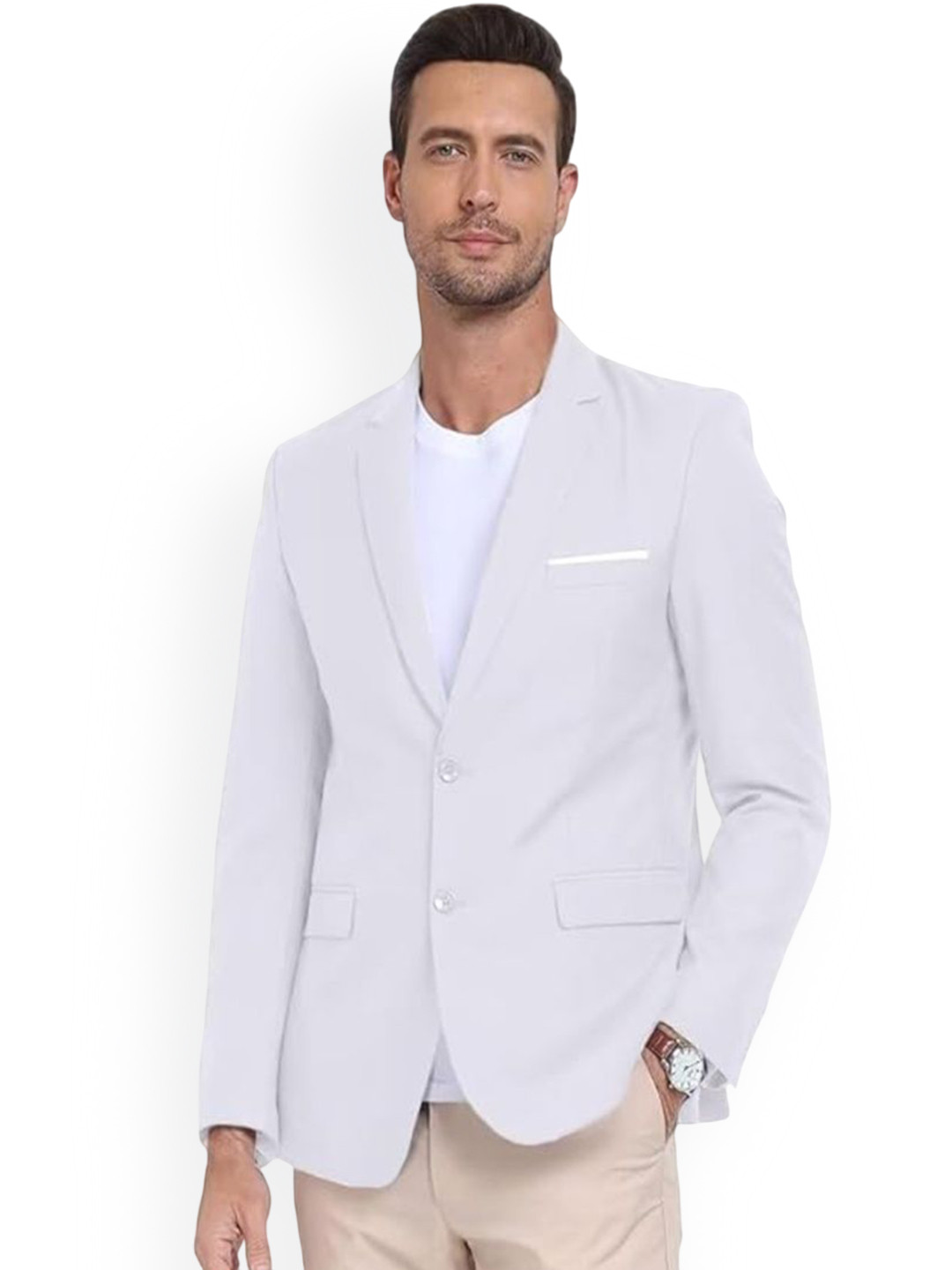 HOUSE OF WHITE & BLACK Men Notched Lapel Single-Breasted Slim Fit Blazer