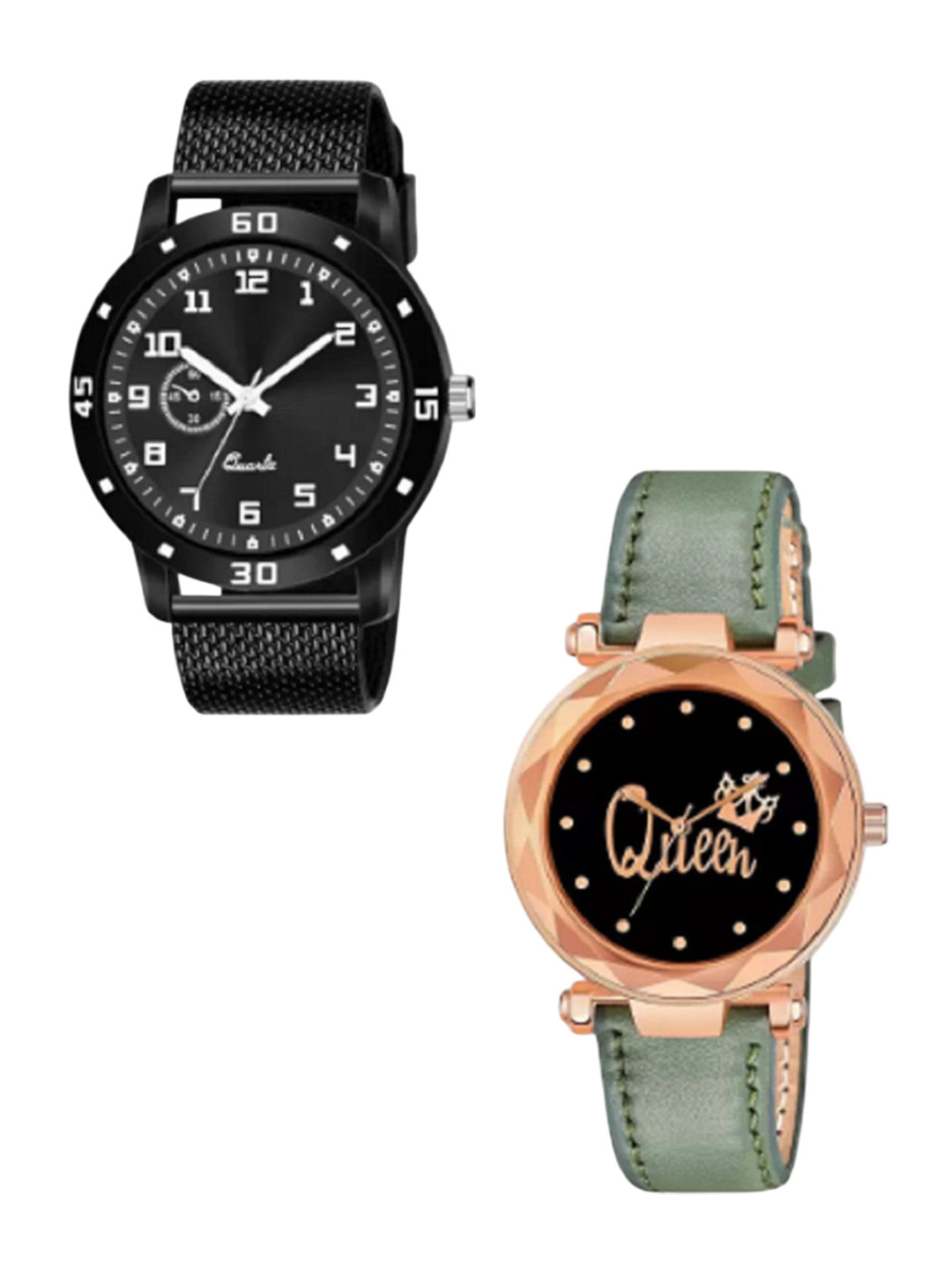 Miss Perfect Unisex Pack of 2 Round Dial Analogue Watches LJ284