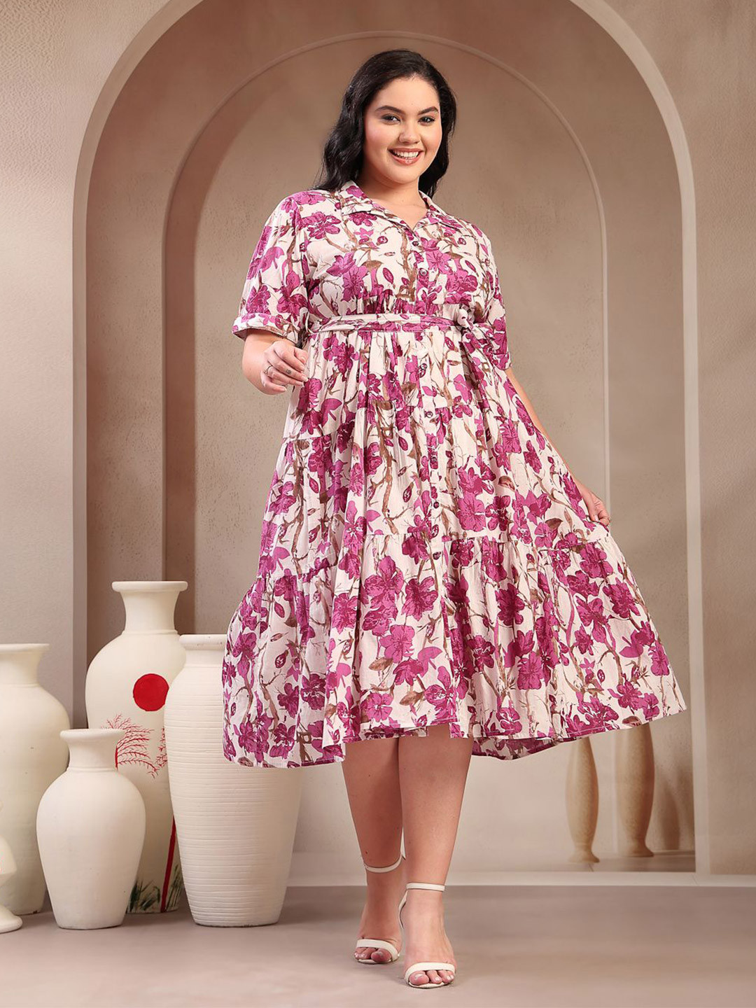 Little More By Stylum Women Floral Printed Fit & Flare Maxi Dress