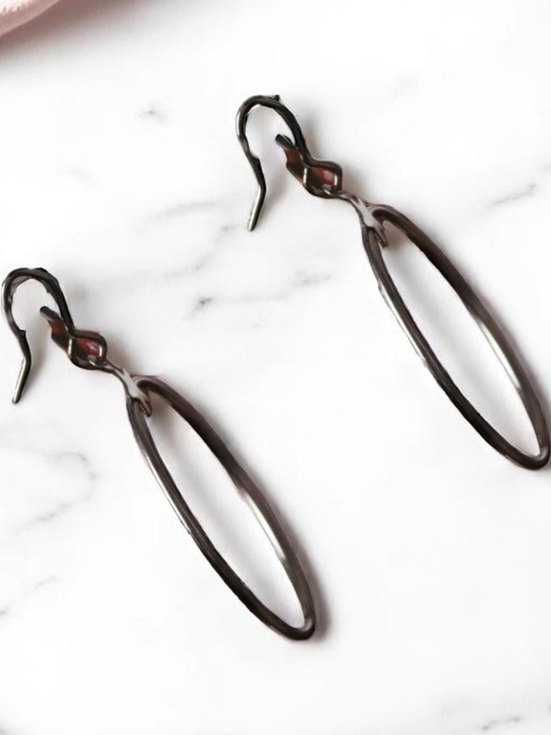 AccessHer Black Star Accent Hoop Earrings