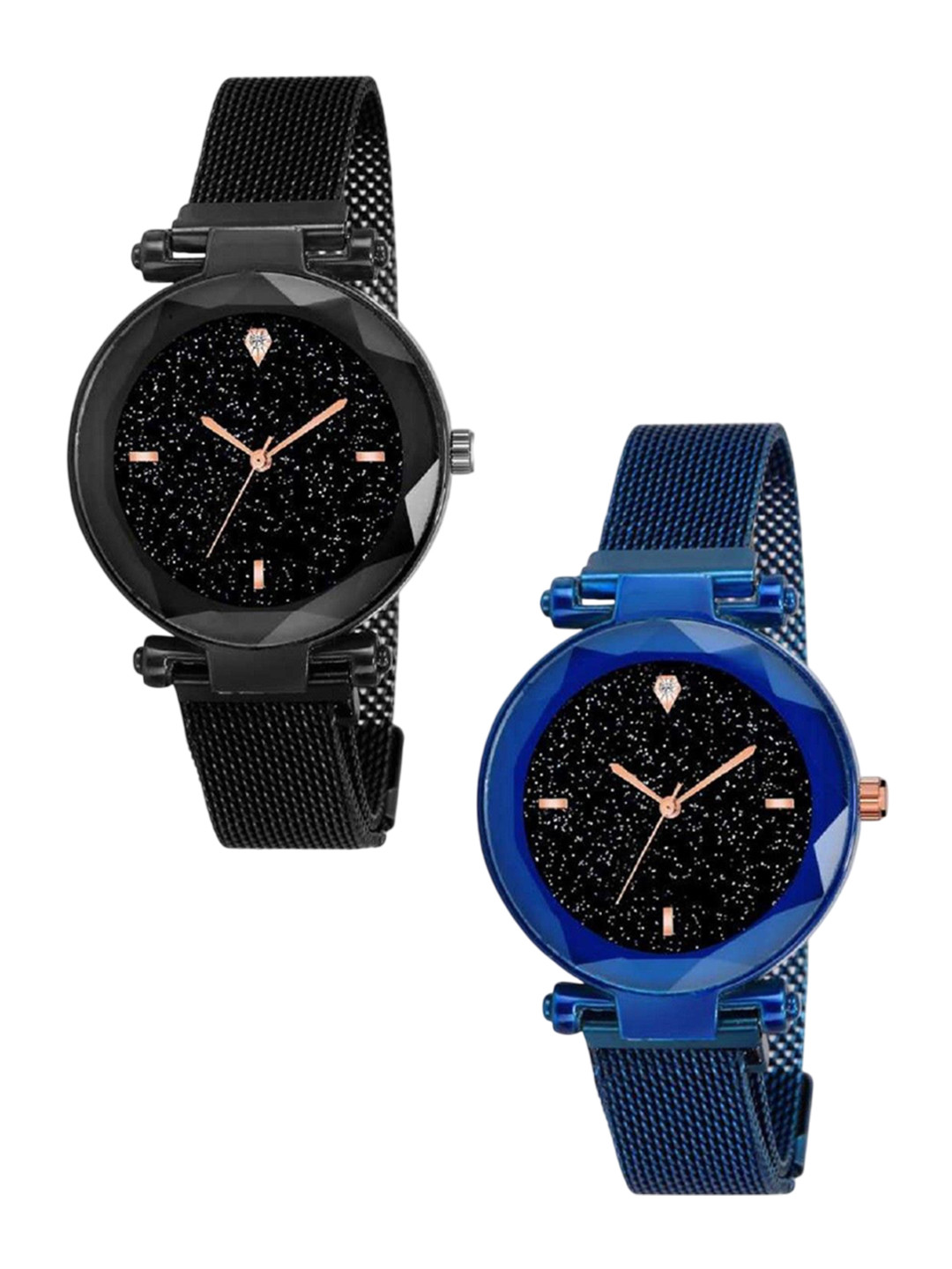 Miss Perfect Women Set Of 2 Embellished Dial & Bracelet Style Straps Analogue Watch mm343