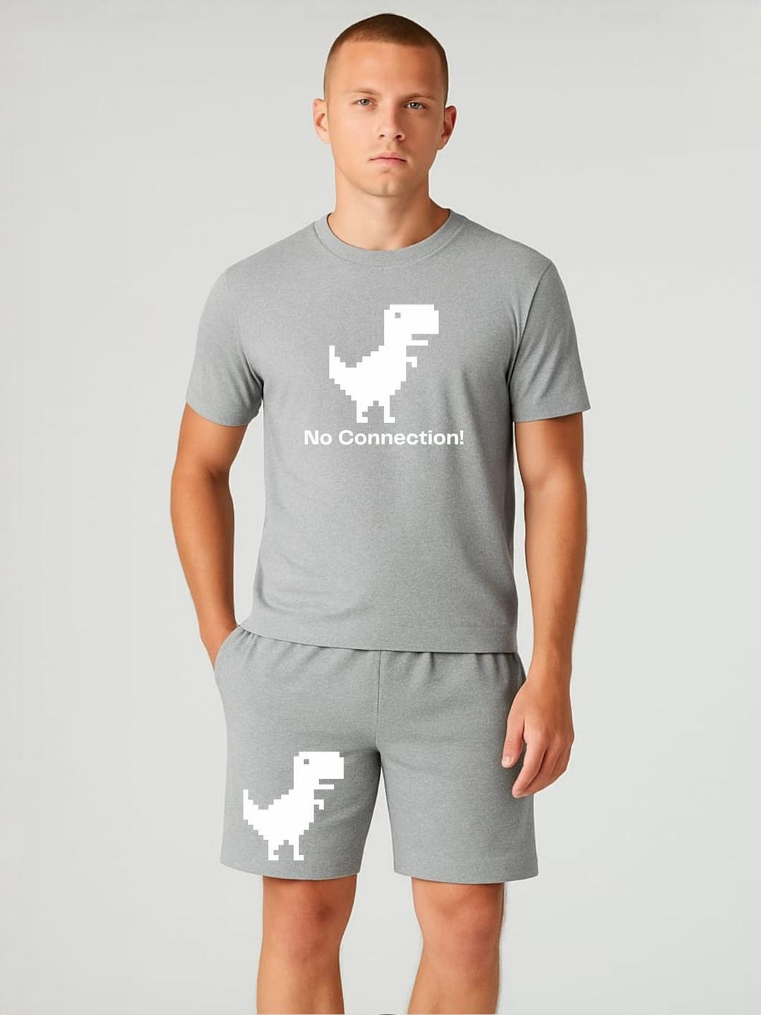 FABSTIEVE No Connection Printed Round Neck T-Shirt With Shorts Co-Ords