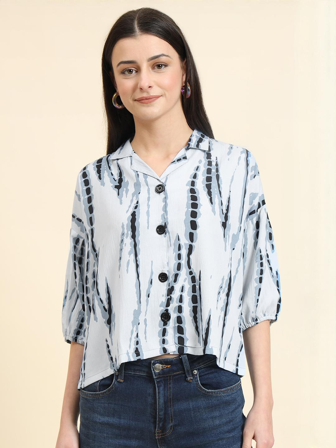 DressBerry Women Grey Polycotton Casual Shirts