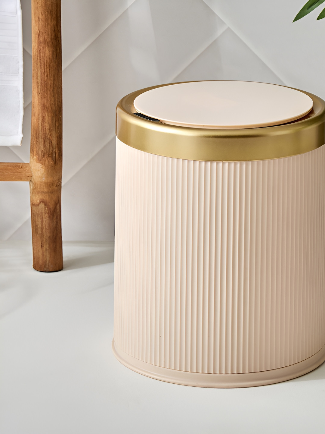 Home Centre Sedona Sierra Beige & Gold Toned Sensor Waste Bin - 8L